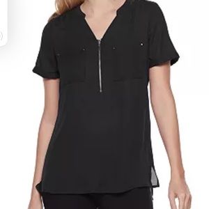 APT. 9 BLACK BLOUSE, ZIPPER ACCENT - NWT XXL